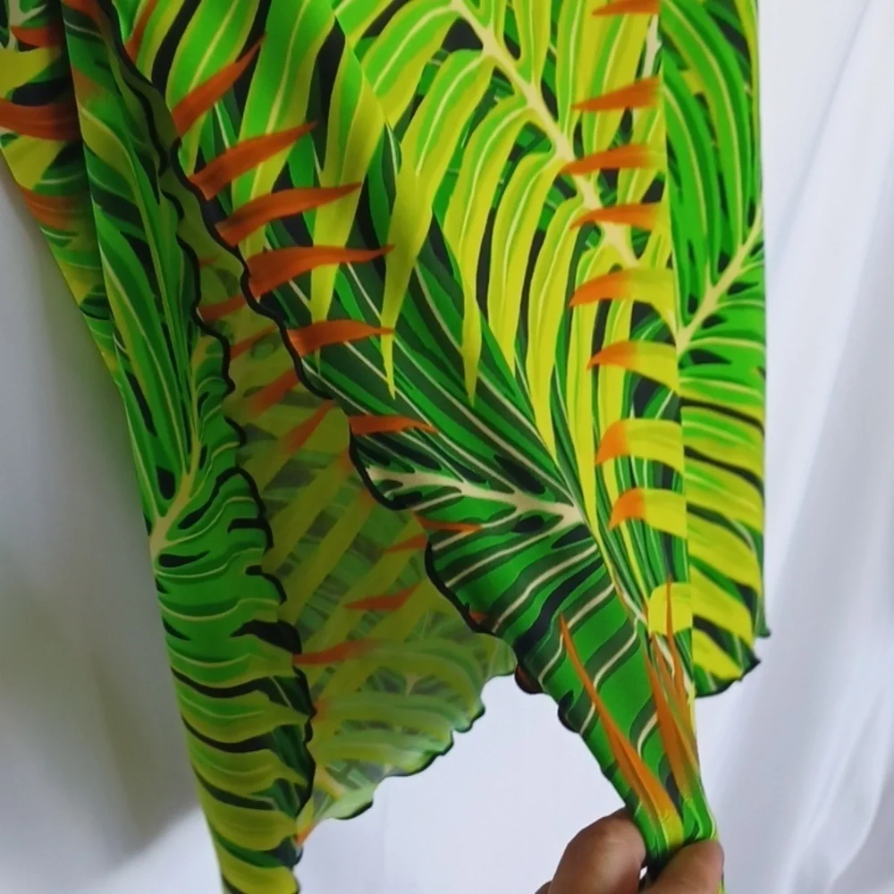 Swim by Chuck Handy Palm Print Swimsuit Sarong Skirt,sz 10